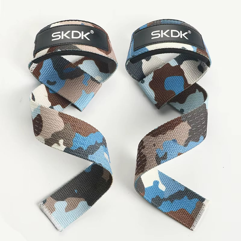 Paire de sangles de tirage musculation camo bleu
