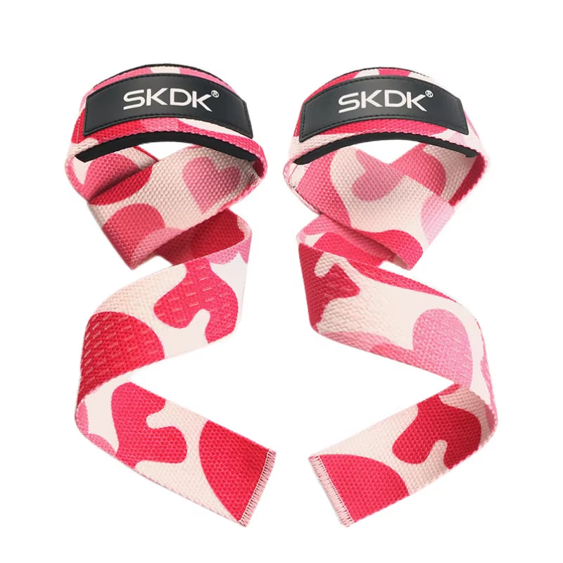 Paire de sangles de tirage musculation camo rose